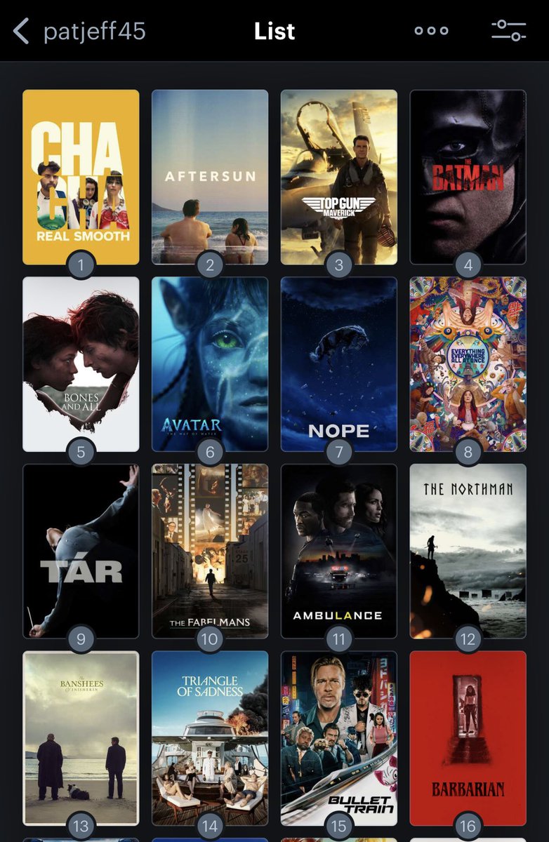 BiteSizeFilm's tweet photo. @ReosPositivePOV Still a few to go but pretty solidified with the top 10 (+6) for now https://t.co/kQ0OhtltSk