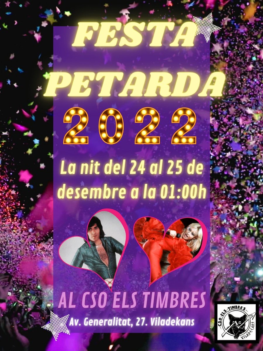 CSOelsTimbres's tweet photo. Parlem de tradicions? Doncs aquí en teniu una amb un hype inigualable:
FESTA PETARDA 2022 tribut especial a la nostra estimada Raffaella Carrà ❤️
Punxarà un clàssic que s'amaga sota el nom de PD Petardu (només dir que és capaç de depilar-se a topos)
Porta el teu got.. i actitud! https://t.co/AwXRWSrSZV