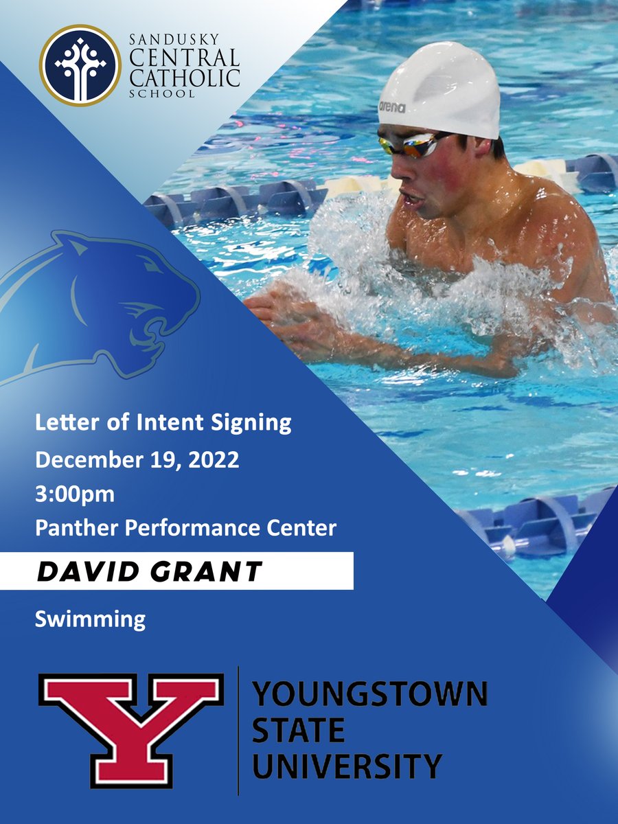 Congratulations to St. Mary Central Catholic High School Senior David Grant.  David signed his letter of intent to continue his swimming and academic career at Youngstown State University where he will major in graphic design.