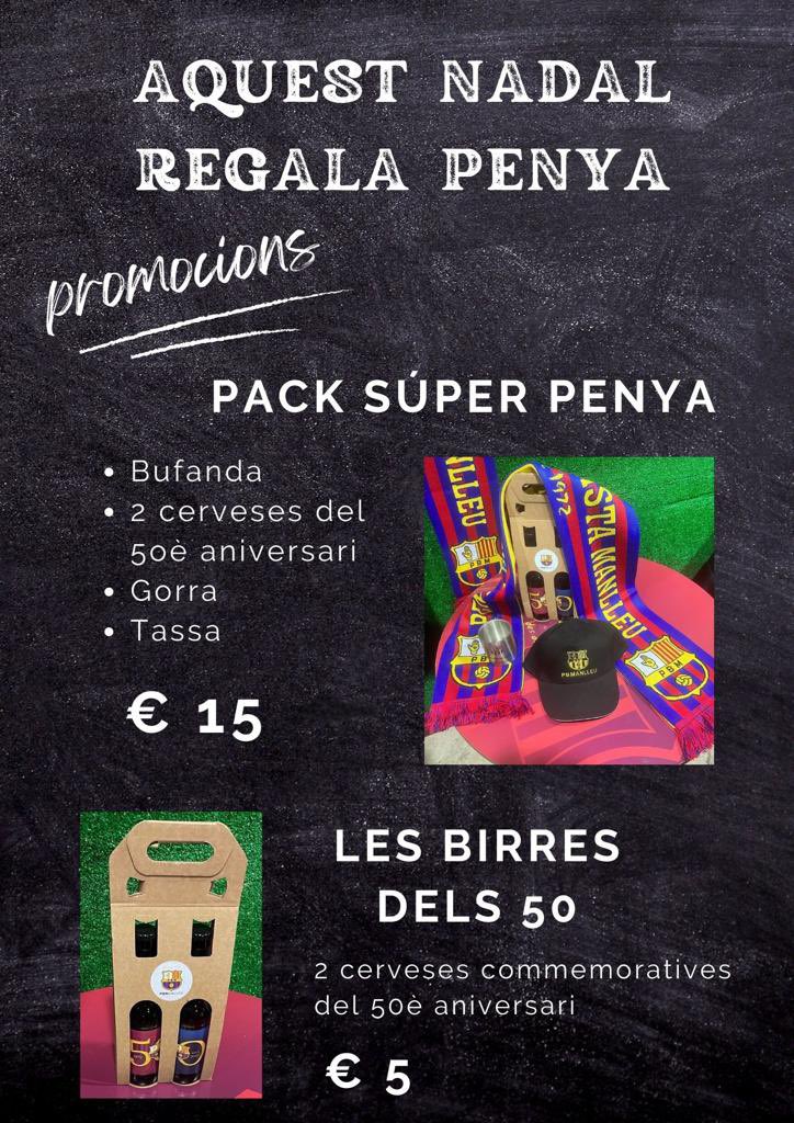 PBManlleu's tweet photo. No saps què regalar per l’amic invisible? Vols que el tió cagui un regal ben original? Aquest Nadal regala Penya!!! Contacta’ns a través de les xarxes socials o per whatsapp si vols adquirir una de les nostres promocions. https://t.co/Ghq423bxXZ
