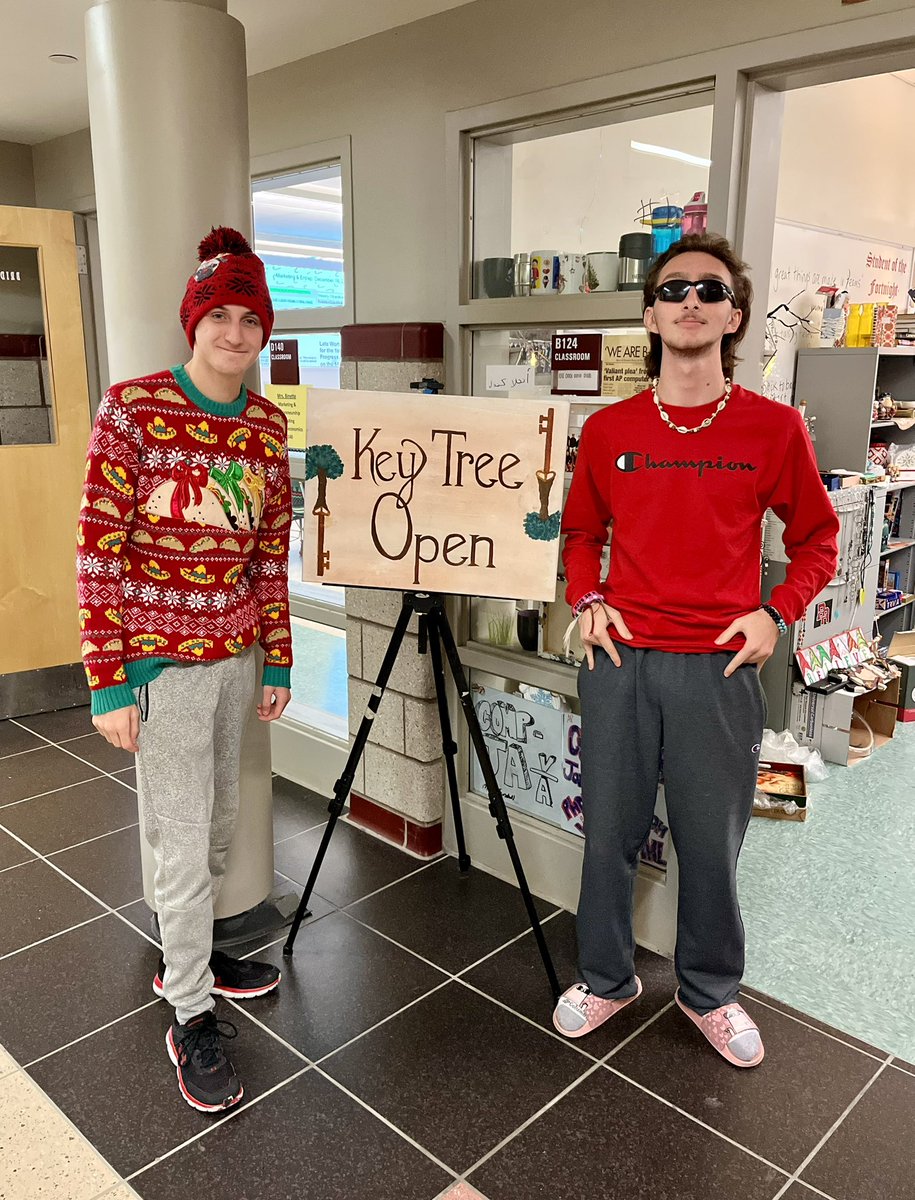 BRRSD_'s tweet photo. The BRRHS Key Tree shop has been filled with incredible items! Thank you to Ms. Kendall for running this program each year, and a special shoutout to BRRHS students Ryan, "The One Who Manages the Keys," and Brian, "The Man of Money," for their hard work. #BRRSD #KeyTree https://t.co/FSptKksgX5