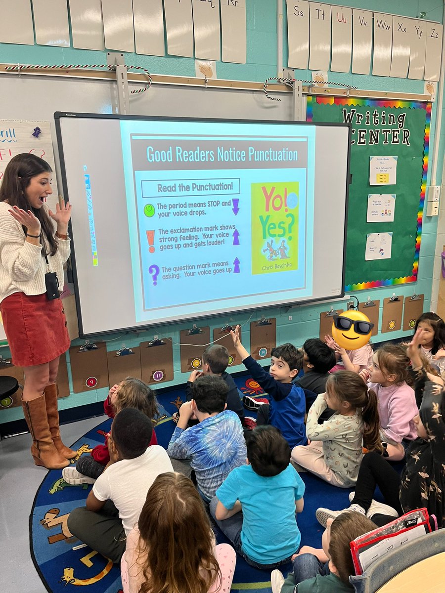 A little late, but so full of gratitude for <a href="/TalysaCole/">Talysa Cole</a> <a href="/MahwahK5Coaches/">Mahwah K-5 Instructional Coaches</a> for a wonderful experience for my students and I! This is an action shot from Mrs. Cole teaching my students about punctuation marks!! #mahwahconnects