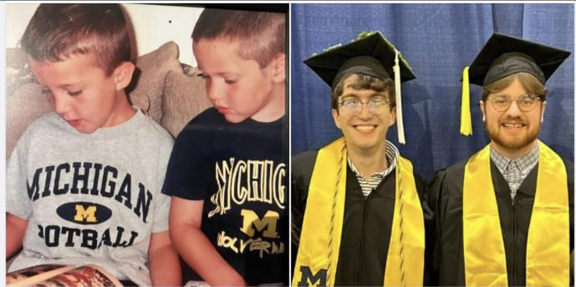 JenniferLCodd's tweet photo. How it started/how it ended #mgograd #uofm https://t.co/WCgMwciaYi