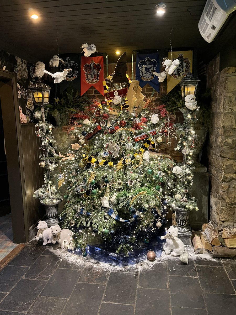 Melanie_Sxx's tweet photo. The best Christmas tree ever 😍🎄❤️ lovely food and beautiful decorations 🎅🏻😍🎄 #woodmansarmaWhickham #harrypottertree #harrypotterchristmastree #ChristmasTree #festivedecorations https://t.co/Pgf9bNSGLp