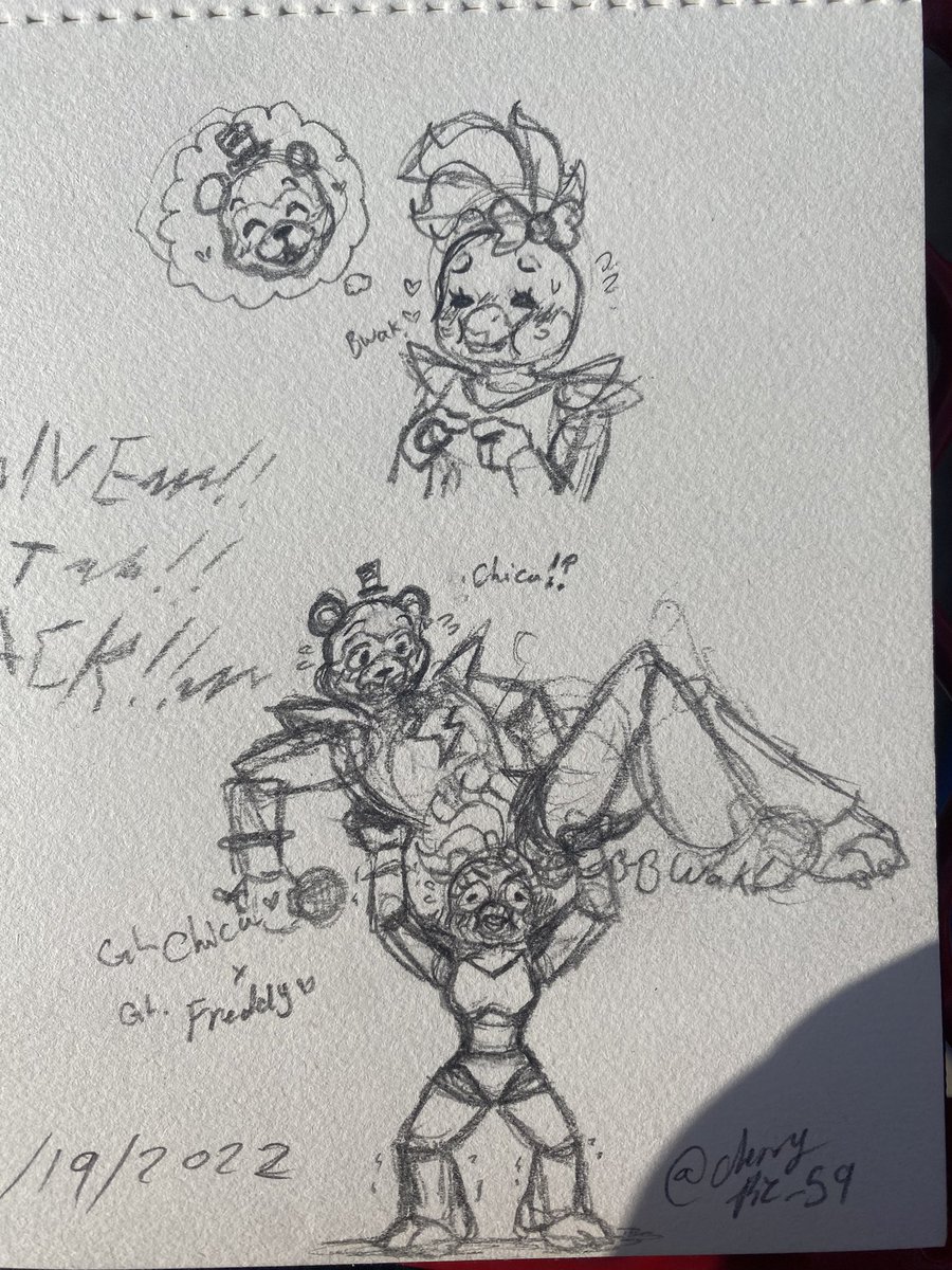 pie_59's tweet photo. Teehee 

I drew a bit more if her :3
And plus Freddy and chica moments too 🤭💖 https://t.co/uOxIldSN3n