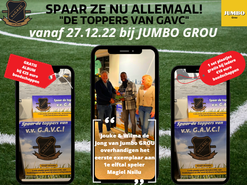 PRIMEUR! Ons eigen #GAVC #voetbalplaatjesboek. Vanaf 27.12 kun je ze sparen: DE TOPPERS VAN GAVC. Een van onze toppers is Magiel Nislu (GAVC 1). Uit handen van Jouke en Wilma de Jong van #Jumbo #Grou ontving hij het eerste exemplaar. #voetbalplaatjes <a href="/JumboGrou/">Jumbo Grou</a> <a href="/sportingrou/">Sport in Grou</a>