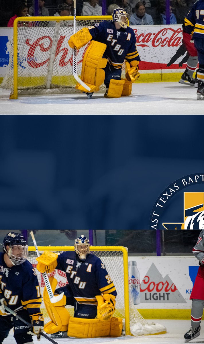 ETBU_Hockey's tweet photo. TOMORROW! Tune in and catch up with @_TFitz35 #36 Caleb Goudreau &amp; #21 Captain Spencer Mills as they take on an Elite Goalie Camp in Ontario this Week. #FearTheRoar🐅 https://t.co/DGbmiUDRLY