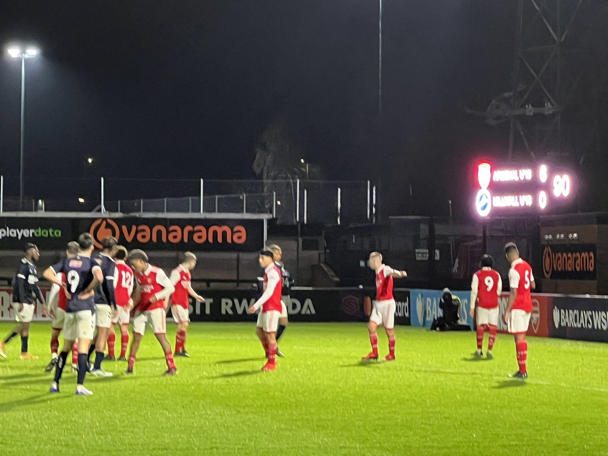 laythy29's tweet image. FT: Arsenal U18s 6-0 Millwall U18s. A dominant performance by the young guns to ease through to the fourth round of the FA Youth Cup here at Meadow Park. Good to note another excellent performance from Ethan Nwaneri among many others in red and white