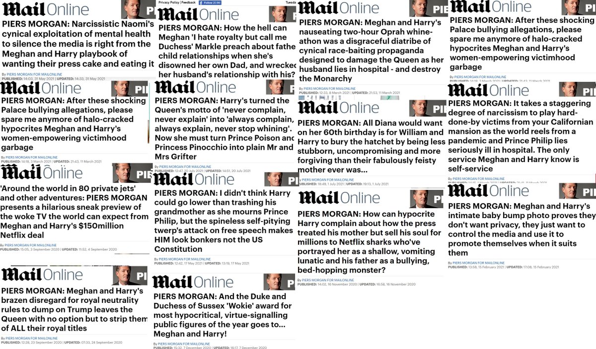 Femi_sorry's tweet photo. @PiersUncensored @piersmorgan @TalkTV Piers Morgan wrote 14 negative articles about Meghan Markle in 12 months... compared to just 5 he'd done about Prince Andrew.

You say you only hate what she's done to the reputation of te royal family...
So tell us how she's damaged it more than the child Sex trafficker's mate? https://t.co/yyPPhS1n43