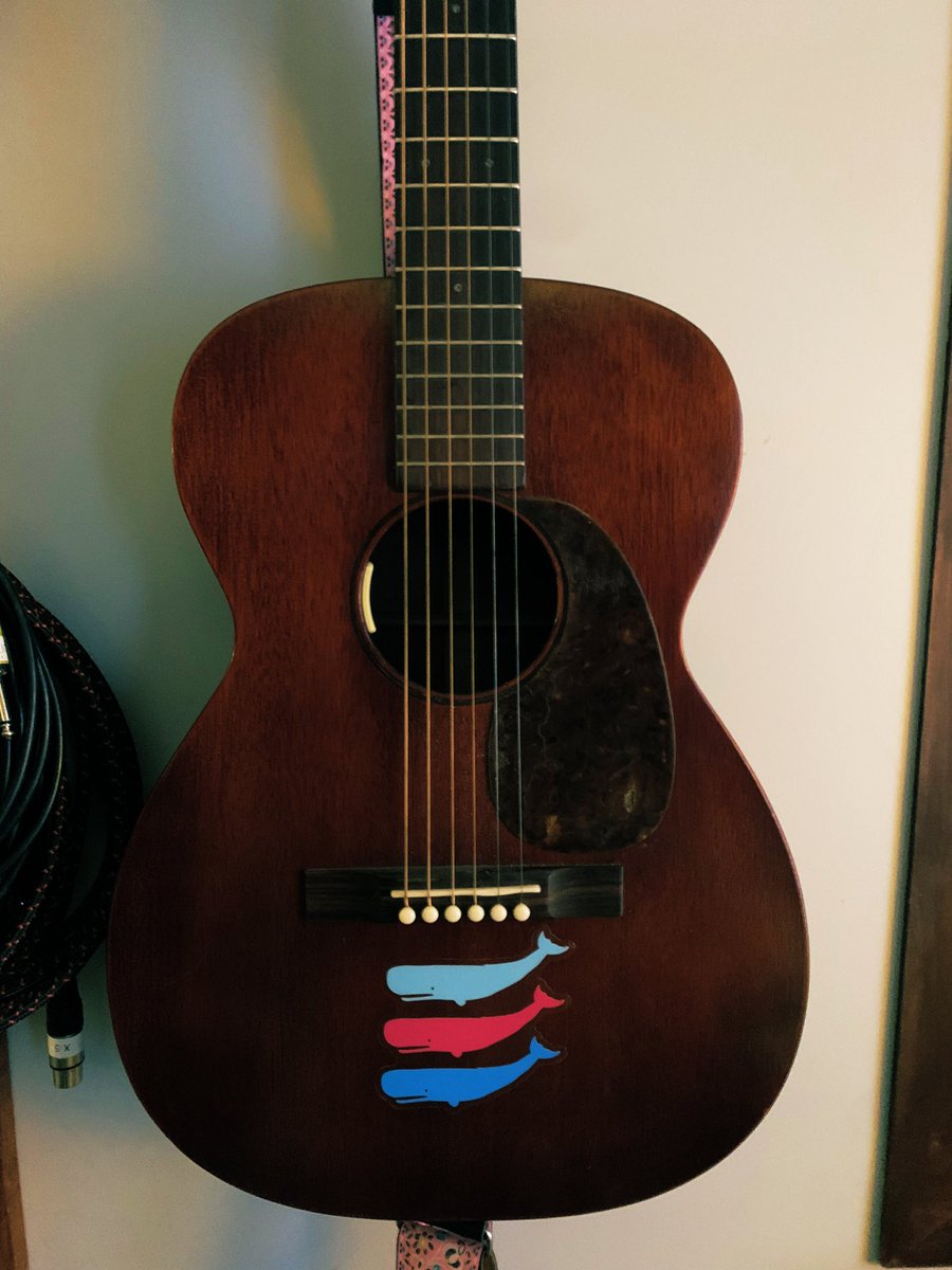 jimbryson's tweet photo. Committing sacrilege on an old guitar with a beauty sticker from @theposterlist 
PS: guitar was retopped so no real foul in my books https://t.co/u1SUKD9tPE