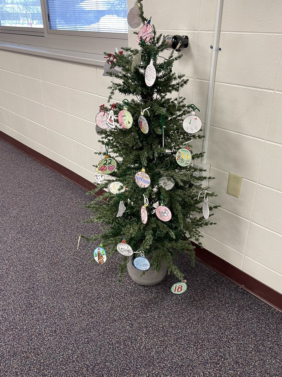 MrEmmerich's tweet photo. AP Gov’s ornAMENDMENT tree! #HappyHolidays #apgov #RaiderStrong https://t.co/imeeqyf8Hx