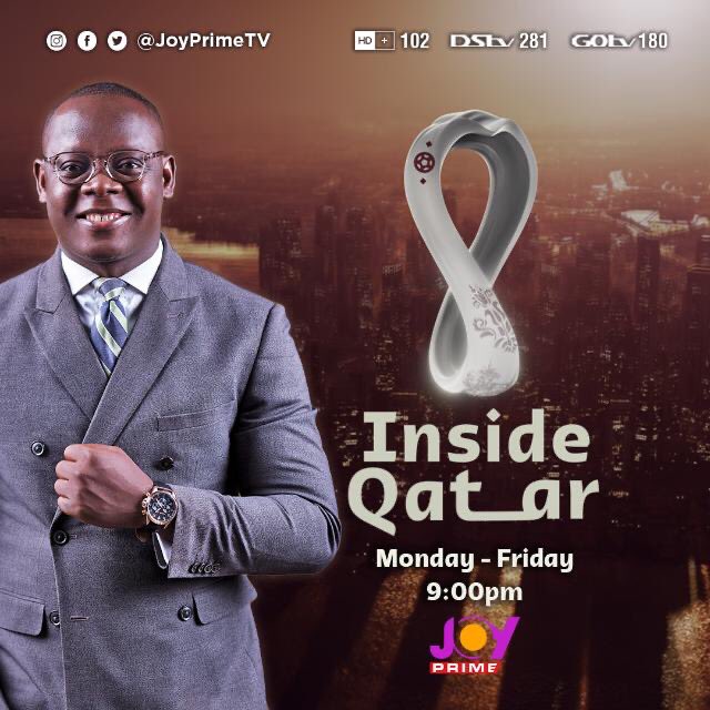 Fentuo_'s tweet photo. We are back with the final edition of #InsideQatar on @JoyPrimeTV! @FaisalChibsah and @AtsuTamakloe are my guests.
#MGLQatar2022 https://t.co/Lhgmc9KAzT