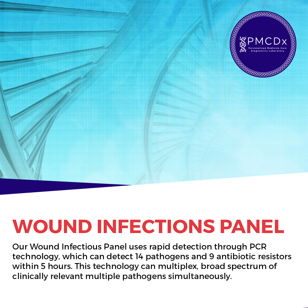 Our Wound Infections Panel uses rapid detection that can detect 14 pathogens and 9 antibiotic resistors within 5 hours.

#woundinfections #health #life #microorganisms #healthcare #infection