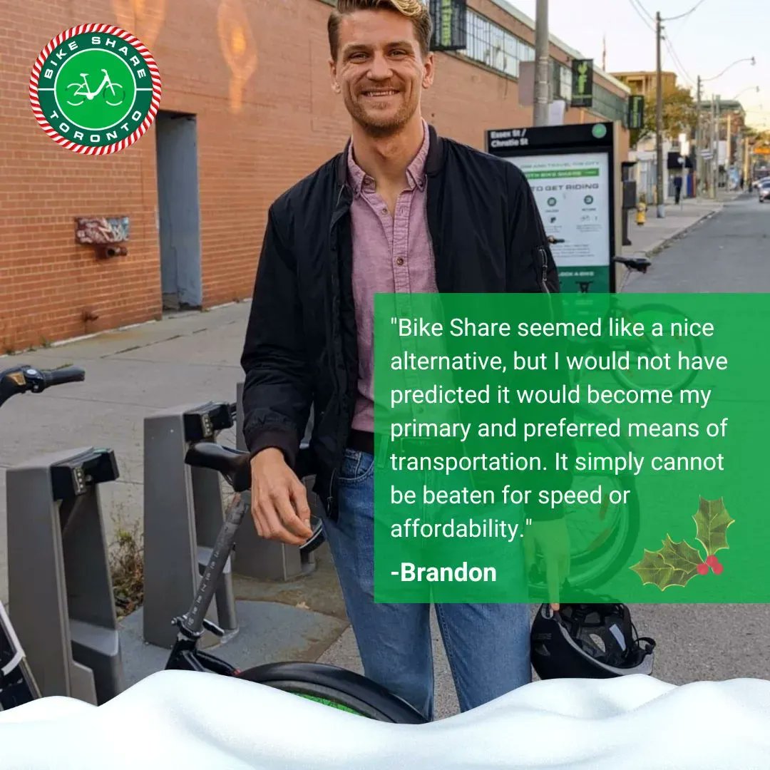 Is #BikeShareTO your primary mode of transportation like this Annual 45 member? 🚲💚 Tag us on social for your chance to be featured as Bike Share's member of the month!