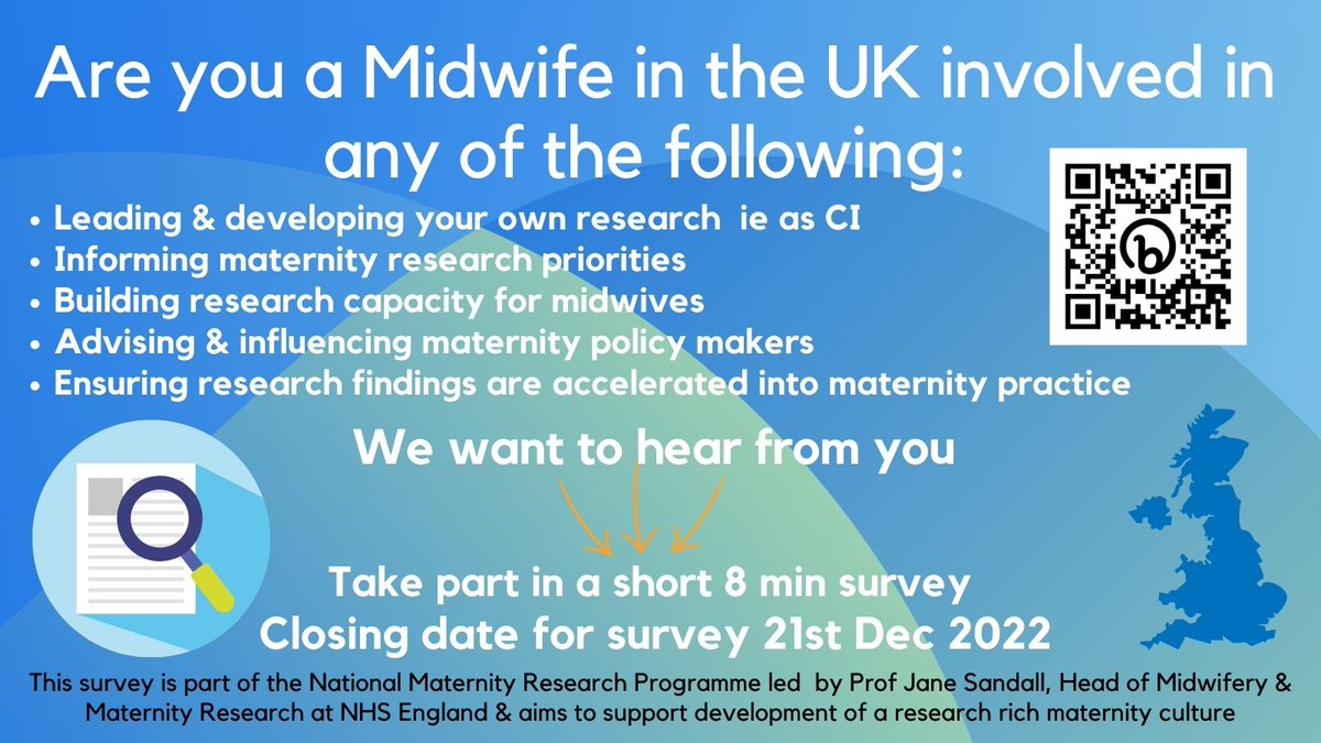 Only 2 days left!! No not for your Christmas shopping 🎄📦 but to take part in the @TeamCMidO <a href="/SandallJane/">Prof Jane Sandall CBE</a> Midwives Research Leader survey 👇
bit.ly/3OItiRP