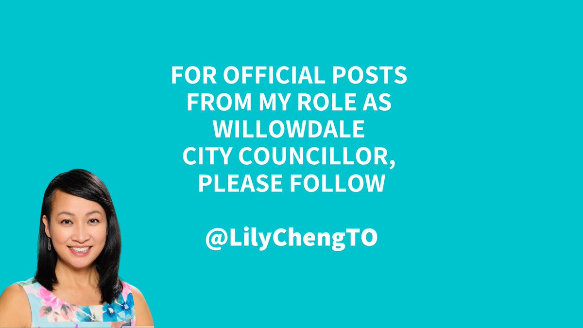 📣 To follow official posts from my role as Toronto City Councillor for Ward 18 Willowdale, please follow @lilychengto #topoli #willowdale #torontocitycouncil