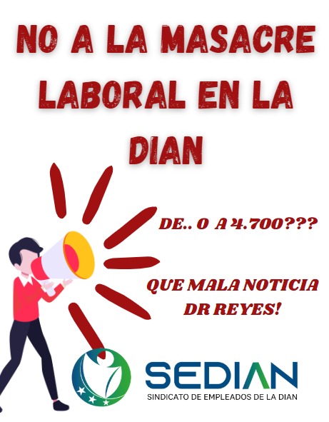 #NuevaMasacreLaboralDian
<a href="/petrogustavo/">Gustavo Petro</a> <a href="/luiscrh/">Luis Carlos Reyes</a> <a href="/DIANColombia/">DIANColombia</a> <a href="/infopresidencia/">Presidencia Colombia 🇨🇴</a> <a href="/MinHacienda/">MinHacienda</a> <a href="/MintrabajoCol/">MinTrabajo</a> <a href="/JoseA_Ocampo/">Jose Antonio Ocampo</a> 
Los derechos de los trabajadores primero!!!