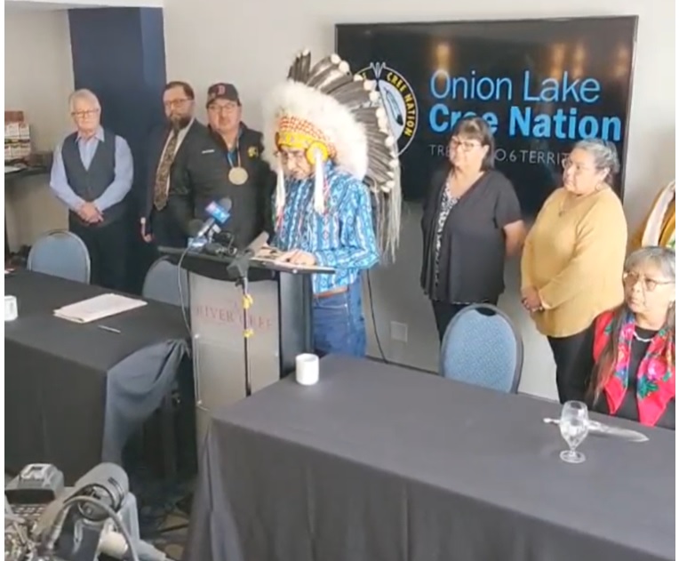 NEW: 

Onion Lake Cree Nation has filed a statement of claim against Alberta Premier Danielle Smith's Sovereignty Act. #yeg #yyc #ableg
