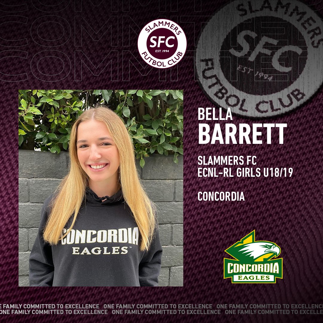cdaslammersfc's tweet photo. COMMIT! Congrats to Bella Barrett from our Slammers FC ECNL-RL Girls U18/19 team, who has verbally committed to Concordia. We are proud of you!!
#slammersfc #slamfam #concordiairvine #cuieagles #sfccommits https://t.co/TYkkz3WkOI