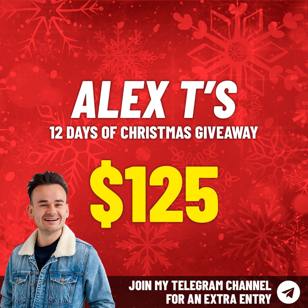 AlexT's tweet photo. 💰 $125 GIVEAWAY // 24 HOURS ⏱
🎄 12 DAYS OF CHRISTMAS // DAY 11 🎁

💵 PRIZE = 5x $25 💵

• Retweet
• Tag three friends
• Follow + turn on notifications [show proof]

Extra entry if you join TG [show proof] 👉 https://t.co/ZsfQVeEMkA https://t.co/zZDpvAk3tg
