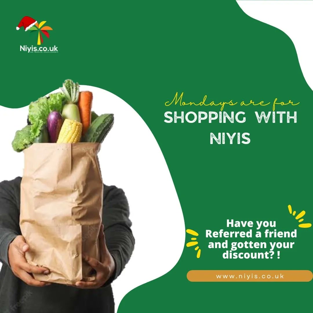 NiyisUK's tweet photo. ❤️💚Christmas week is upon us!🎄
Don’t forget you get £10 off by referring friends and family to get £5 off while shopping for the holidays ❄️😊
Shop with us! 🛒
#chooseniyis #gethealthywithniyis #christmasshoppingtime #shopgroceriesonline #deliveryuk #eatlondon https://t.co/ngLX0u3wxA