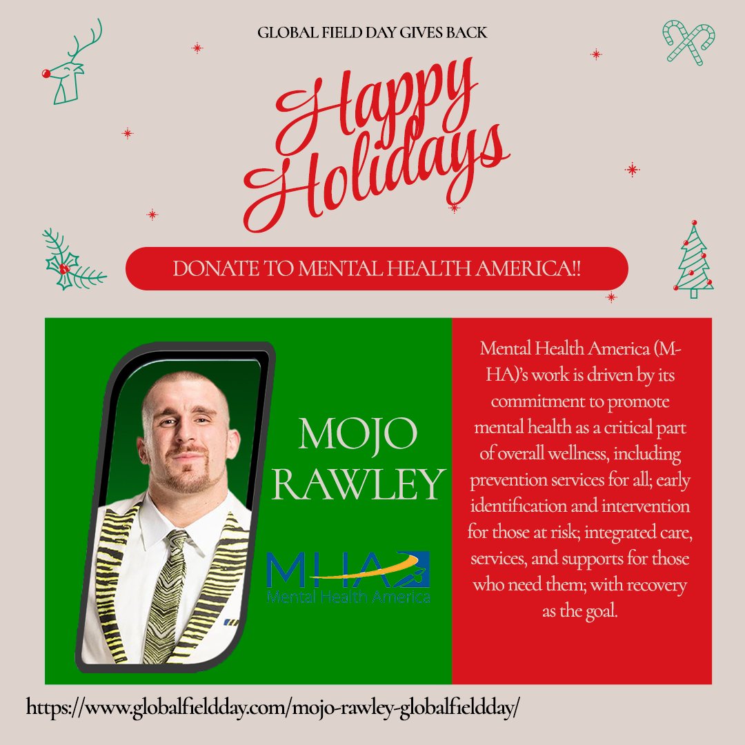 🎄Join us in raising awareness &amp; donations for #MojoRawley's charity of choice, <a href="/MentalHealthAm/">Mental Health America</a>, for this season of giving.

Help spread the word about his campaign in your own community. Download the <a href="/RaiinmakerApp/">Raiinmaker</a> free to share on social &amp; earn💰

cutt.ly/2MYTTQv