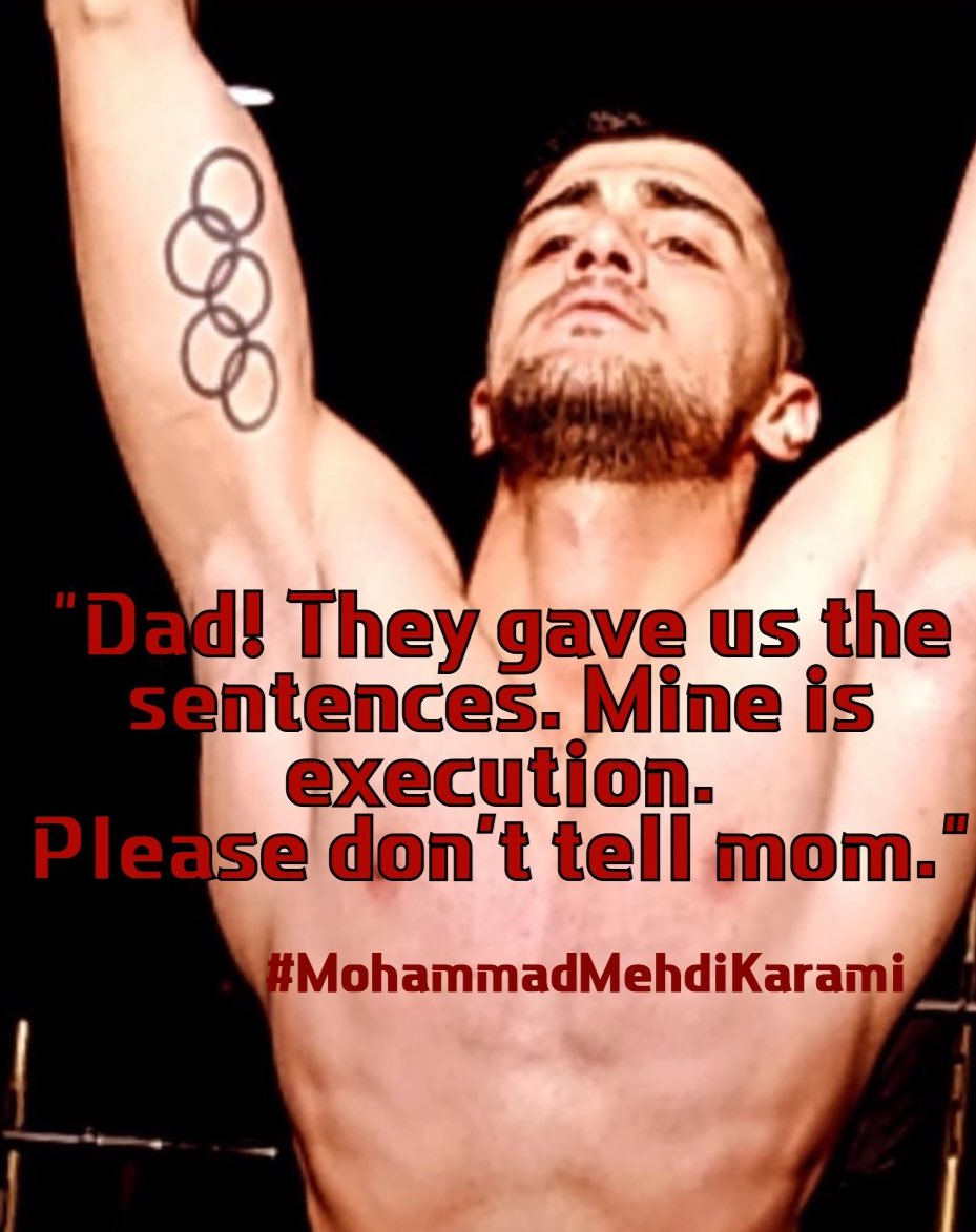 Leilibazargan's tweet photo. 🆘 Emergency 

“Dad! I was sentenced to death. Don’t tell mom a word.”
#MohammadMehdiKarami 22 years old Karate Champion, was tortured to confess to a murder crime he didn’t commit. Islamic regime accuses these innocent protesters of murder, so they can execute them.

#MahsaAmini https://t.co/KIxukWnwUY