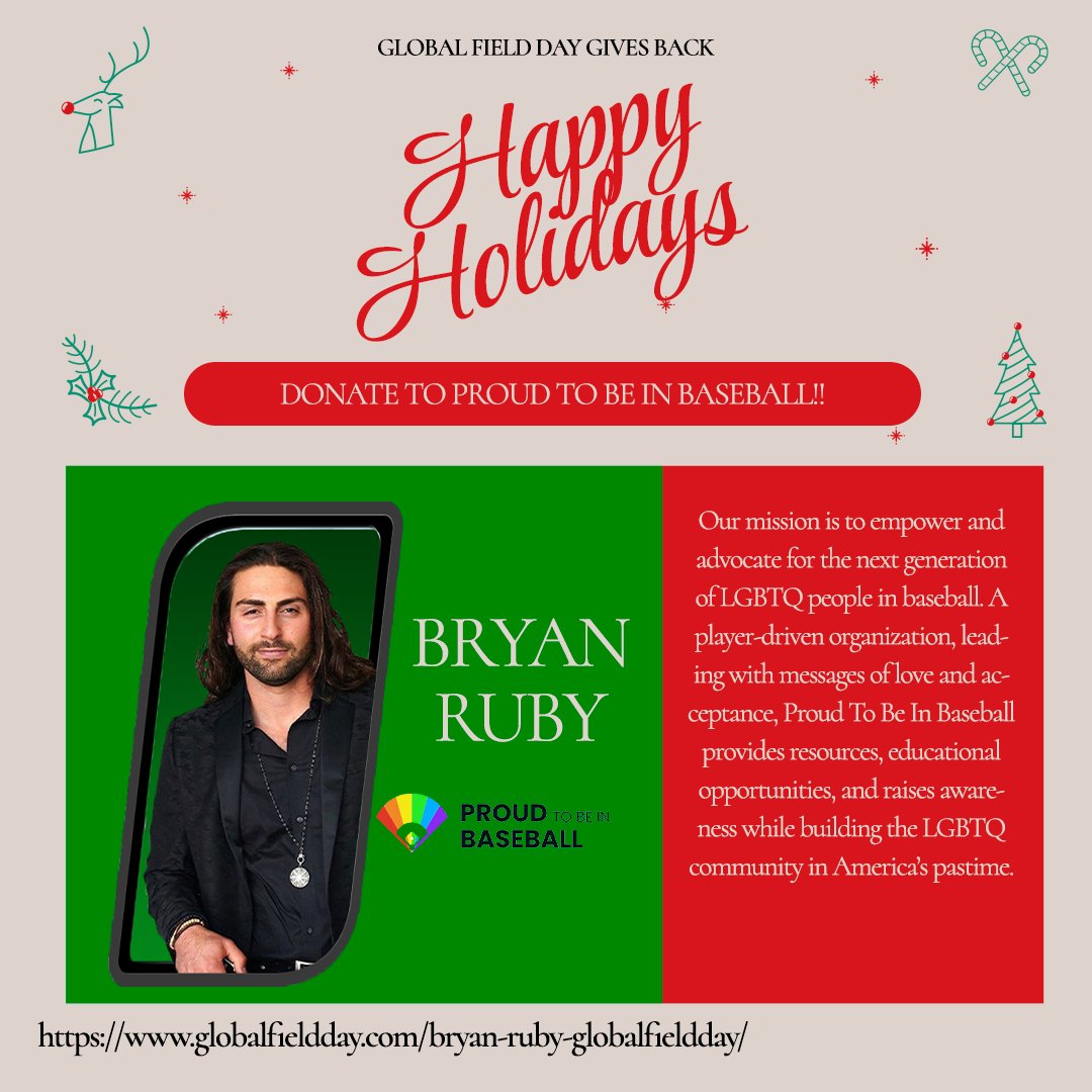 🎄Join us in raising awareness &amp; donations for #BryanRuby's charity, <a href="/ProudBaseball/">Proud To Be In Baseball</a>, for this season of giving.

Help spread the word about his campaign in your own community. Download the <a href="/RaiinmakerApp/">Raiinmaker</a> free to share on social &amp; earn💰

 cutt.ly/vM5mjoF

#lgbtq #pride