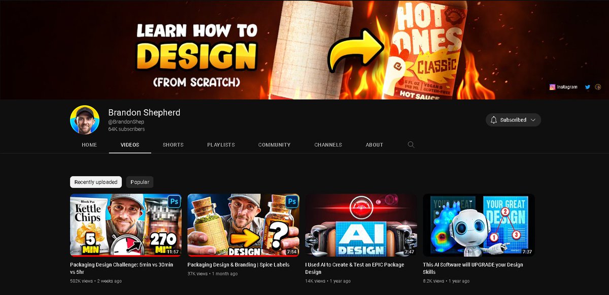 bocaaaj's tweet photo. if this guy didnt stop uploading for a year i swear he would be on almost a million subs

his videos are so good and his most recent has got 500k views in 2 weeks

would recommend to anyone who likes graphic design https://t.co/B74pthHAVb