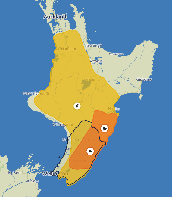 manawatudc's tweet image. ⛈️ SEVERE THUNDERSTORM WATCH IS IN PLACE FOR MOST OF THE NORTH ISLAND ⚡
No, this isn't deja vu. It's another thunderstorm watch for the district from 1:00pm until 9:00pm tonight.
Keep yourselves up to date with the latest weather and warnings here:  
metservice.com/warnings/home