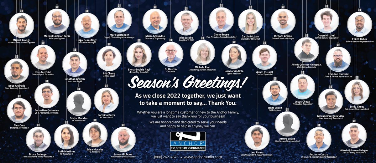 AnchorAudio's tweet image. Seasons Greetings!🎄🎁

Many thanks to our Anchor Family and wishing you a happy holiday! 

#anchoraudio #thankyou #portablepasystem #pasystem #bluetooth #audio #speakers #wirelesstech #tech #holidayfun #holidays