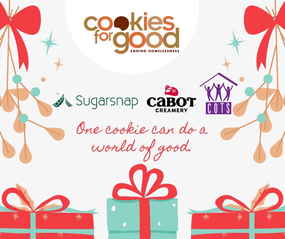 Sugarsnapwill is at the Burlington City Arts holiday market this week on Thursday, 12/22 and Friday, 12/23, so stop by and pick up some Cookies for Good—perfect for your holiday gathering. Pre-order your cookies here-sugarsnap.gethoneycart.com/?menu=1783&ord…