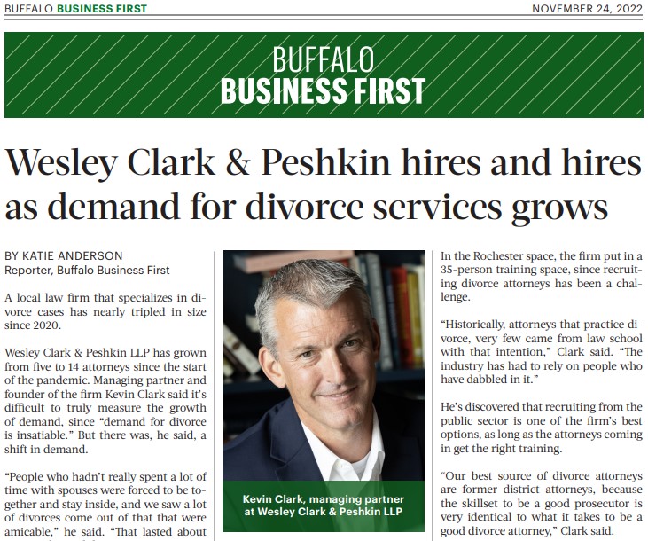 WCPLawyers's tweet photo. WC&amp;P Managing Partner Kevin Clark, Esq., was recently interviewed by @BfloBizFirst about the ongoing demand for #Divorce services &amp; finding the very best attorneys to support that need. #DivorceAttorneys #YourFamilyIsOurBusiness #Buf

READ: https://t.co/cx9C3uut7e https://t.co/TD6hWMnVxC
