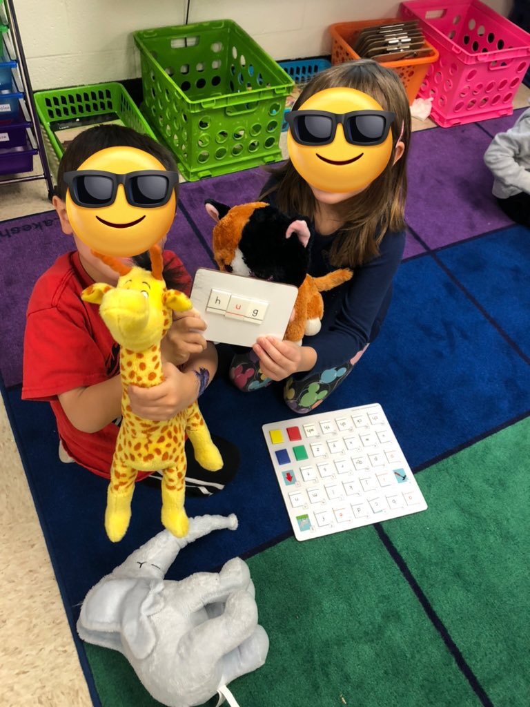 MrsGeorge_GES's tweet photo. Our stuffed animals helped us work with partners to finger stretch and build cvc words. https://t.co/SfaQGB7OOc