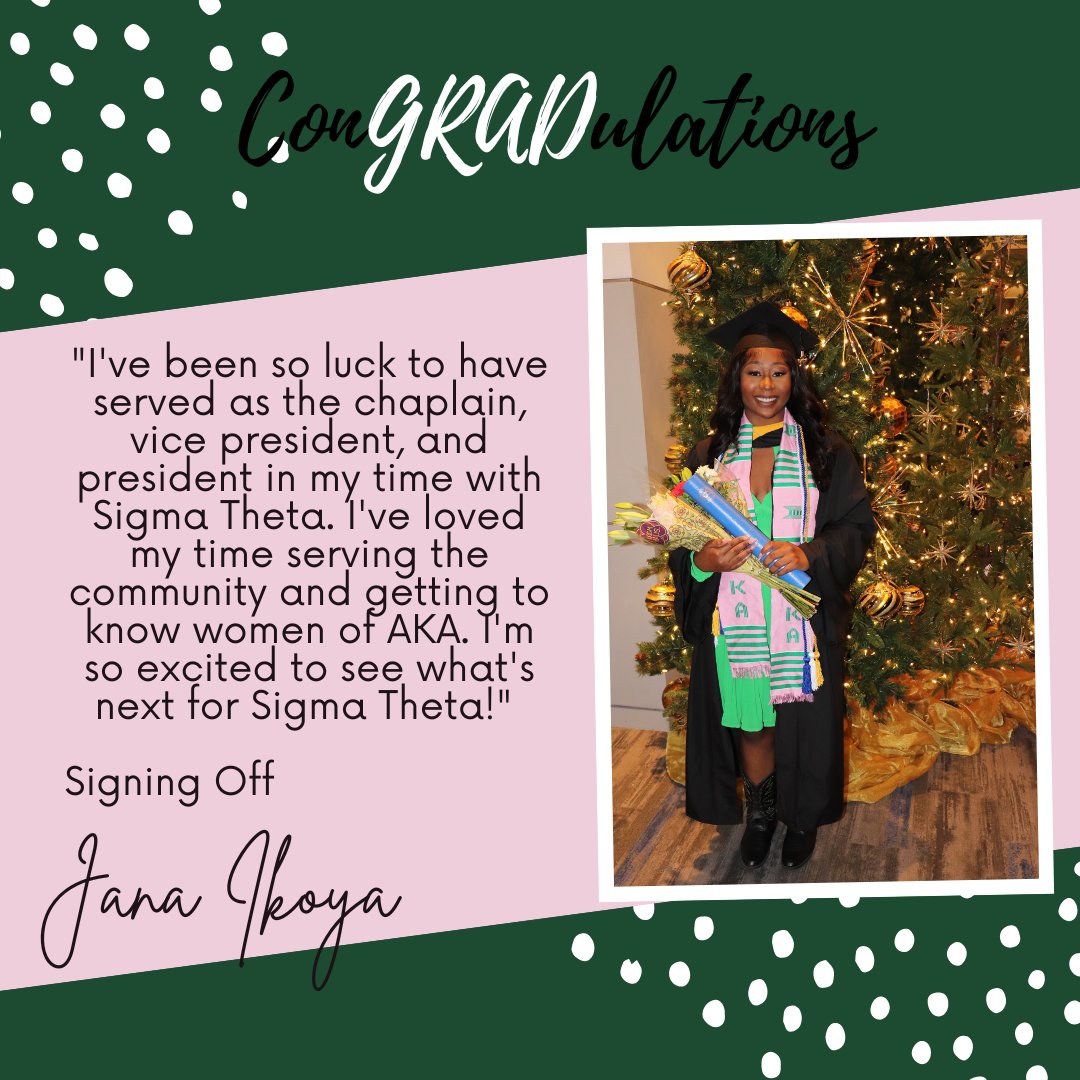 HCUAKAs's tweet photo. ConGRADulations!! 
Jana Ikoya has graduated with a B.S in Biochemistry and Cellular and Molecular Biology. She has achieved so much and we know that she’ll conquer so much more. 
Stay Sophisticatedly Savvy !! 💗💚 https://t.co/8LMdBxMjFc