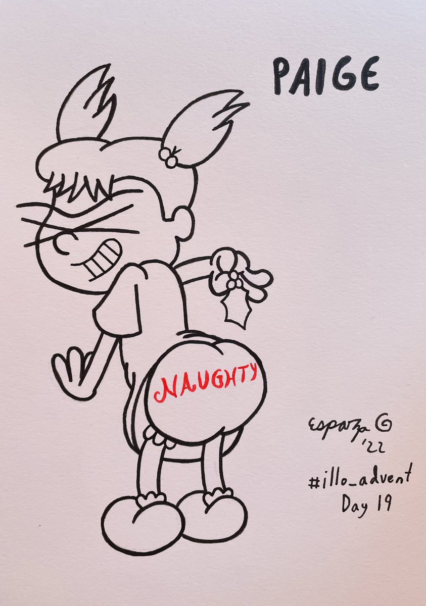 JonsCrazyTweets's tweet image. It’s #illo_advent Day 19! Picker-Up Paige has learned many bad habits from parents, namely the ability to tell folks to kiss off in creative ways! Monkey see and monkey do: Her parents were always on the #NaughtyList too! #illo_adventDay19 #Christmas #Mistletoe