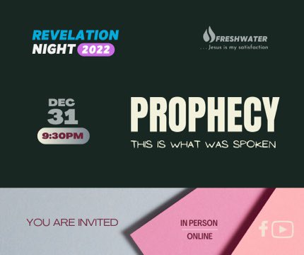 FreshwaterHouse's tweet photo. Join us on December 31st at 9:30pm for Testimonies, Prophetic Word and Prayer. Jesus is Lord 🎄

#jesusislord #freshwaterchurch #prophecy #love #fire #kitchener #waterlooregion https://t.co/kIQcg0Qien