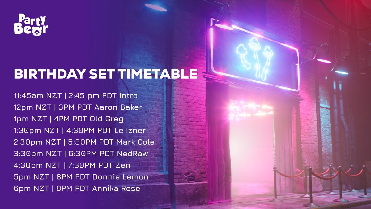partybear's tweet photo. Ready to shuffle with the Fluffle and break it down with the Bears?! 🎉

Hop into Twitch tomorrow from 11:45am NZT | 2:45pm PDT for 6 hours of tunes to celebrate our 1st birthday with your favourite degen DJs!

🔗 https://t.co/3x9tkjYVjd

#BearsThatParty #FLUFWorld https://t.co/2Iazj2y7ue