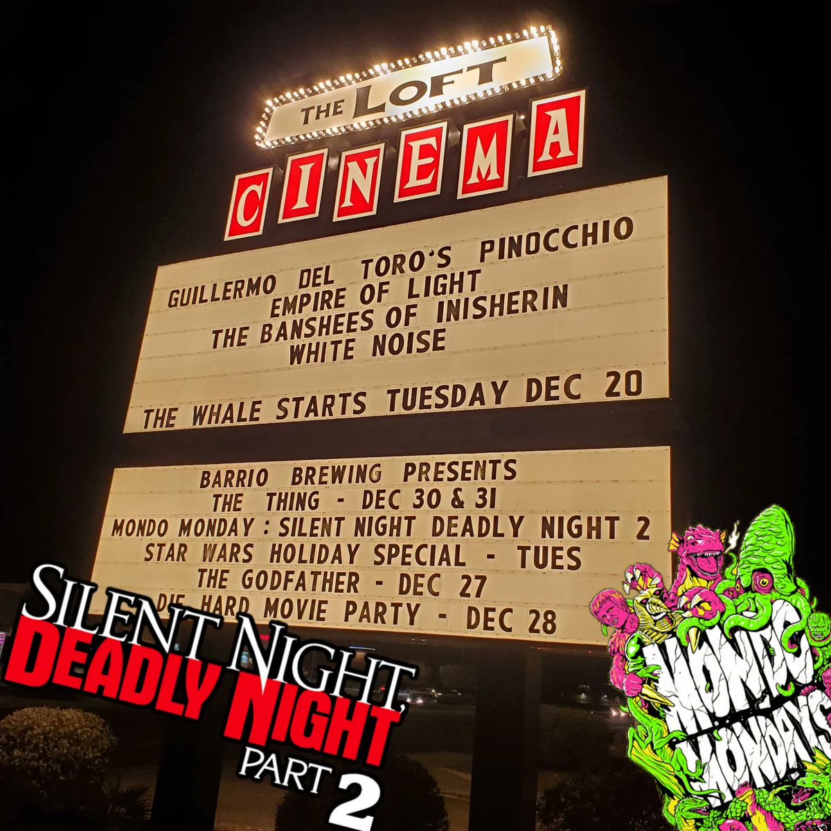 OfficiallyLTTP's tweet image. It's #GarbageDay at #MondoMonday! 

Can't believe we finally get to see the mother of all #ChristmasMovies on the big screen!

#SilentNightDeadlyNightPart2 #Christmas #Tucson #LoftCinema