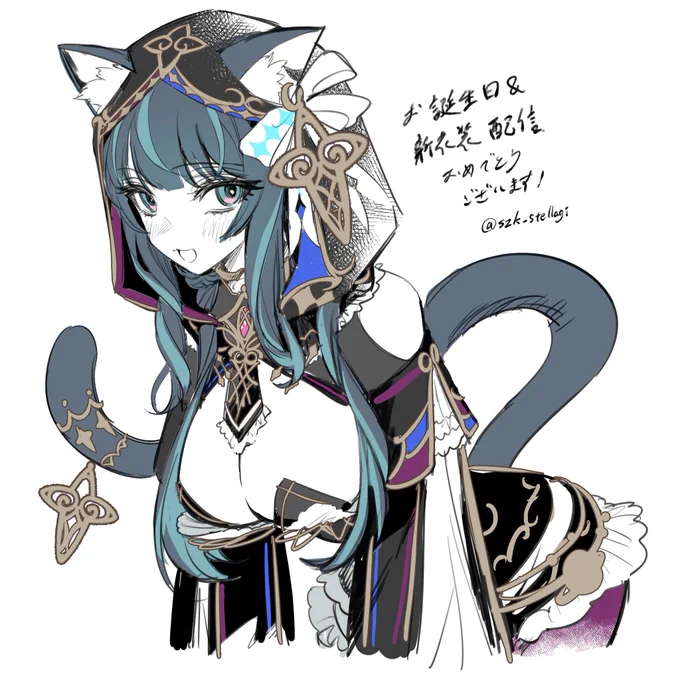 また昨晩の配信中に描いた新衣装のななちかさんですお誕生日おめでとうございます#ななち絵画 