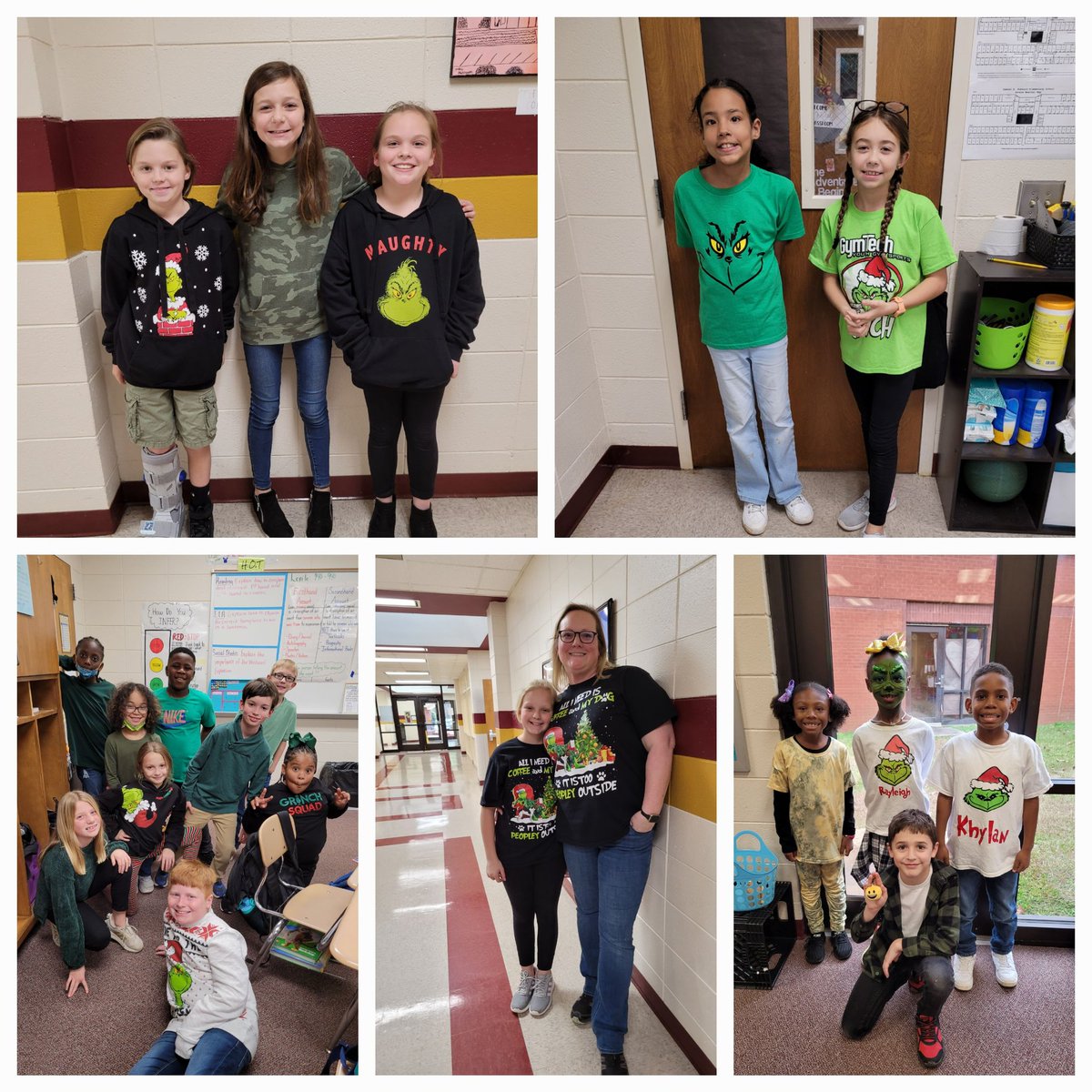 Hub_Sped4's tweet photo. Hubbard Holiday Dress Up Days!! #Christmastime #grinch #elves #uglysweater #scarvesandhats #pajamas https://t.co/ymFoeGOavb