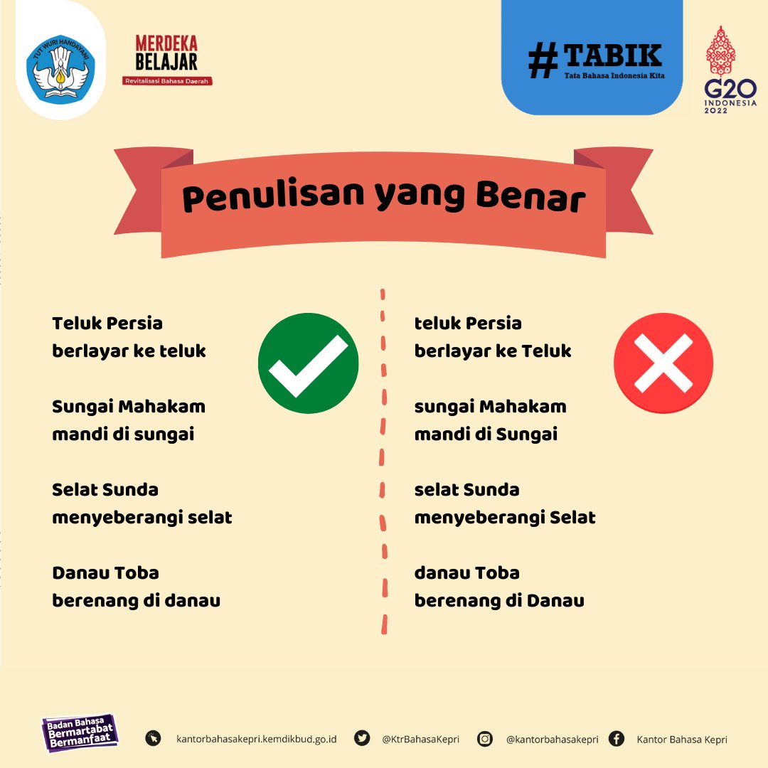 KtrBahasaKepri's tweet photo. Halo, #SahabatBahasa, ayo lebih mengenal dan mencintai bahasa Indonesia dengan belajar tata bahasa.
#TABIK
#TataBahasa
#TataBahasaIndonesiaKita
#KantorBahasaKepri https://t.co/jsVmKLchfJ