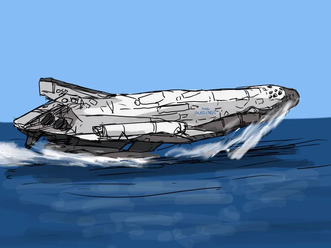 「降」陸艦の落書き軌道上から海兵隊員を地球のどこにでも迅速に展開するぞ(設定はALT)  
