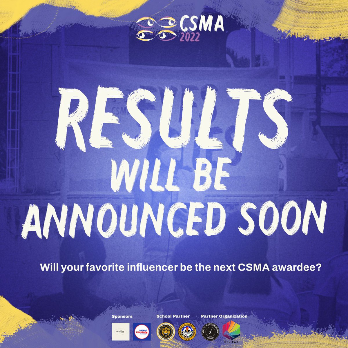TheCSMAOfficial's tweet photo. Are you ready? CSMA 2022 Winners will be announced SOON. 👀

Stay tuned because you or your favorite influencer might be the next CSMA Awardee. Don’t forget to like and follow our page and follow us on Twitter and Instagram @TheCSMAOfficial.

Keep your eyes on the lies! https://t.co/CKEFWZpkkP