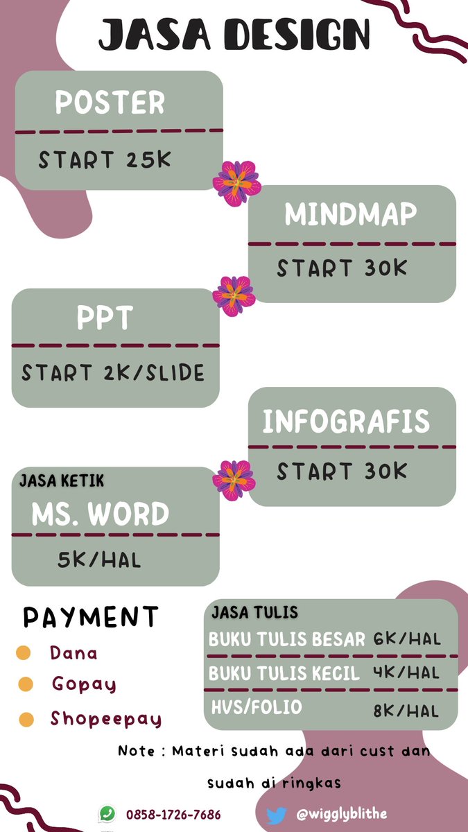 ayok yang punya tugas ppt, poster, mindmap, infografis bisa joki ke aku saja -🌾💐🌹
#jokippt #jasadesain #jokiposter #jasappt #jokimindmap #jokiinfografis #zonauangᅠ #zonajajan