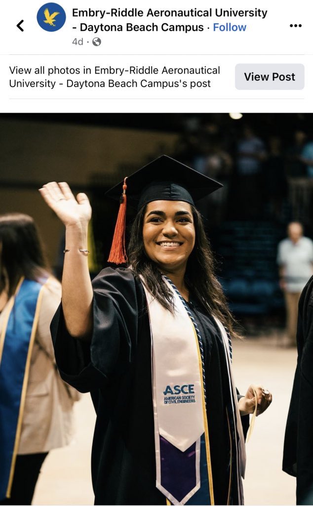 Coach_Toom's tweet photo. Proud is an understatement when you see a former student graduate from .@EmbryRiddle &amp; will be a future world changer!!!! You deserve it .@laur_n_99!!! https://t.co/LaAZ1ROO4P