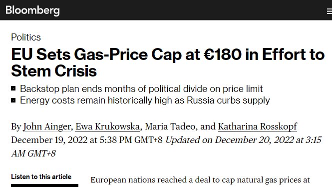 Europe's natural gas price cap may actually INTENSIFY the energy crisis 🇪🇺⚠️

📈 A price ceiling without a cap on demand risks worsening the gas supply deficit by incentivizing consumption
🚢 LNG may move to Asia if prices are higher than Europe's cap

bloomberg.com/news/articles/…