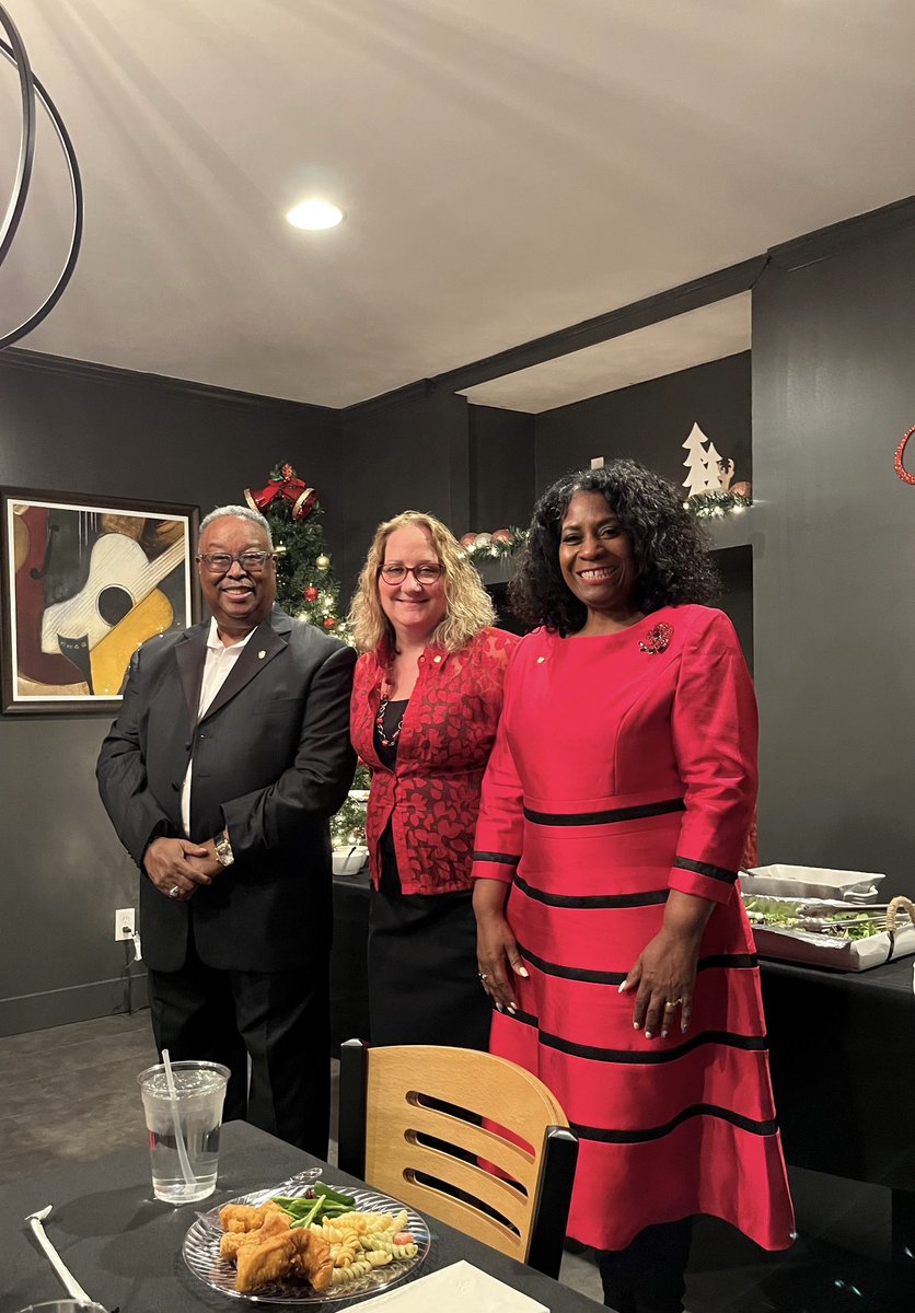 ATLAirprtRotary's tweet photo. We had a great time at our Christmas Soirée! Atlanta Airport Rotary Club Officers: President Emmett McCord, Treasurer and President Elect 2023 Jill Durham &amp; Secretary, Corliss Davenport https://t.co/K7kaR1hqCv