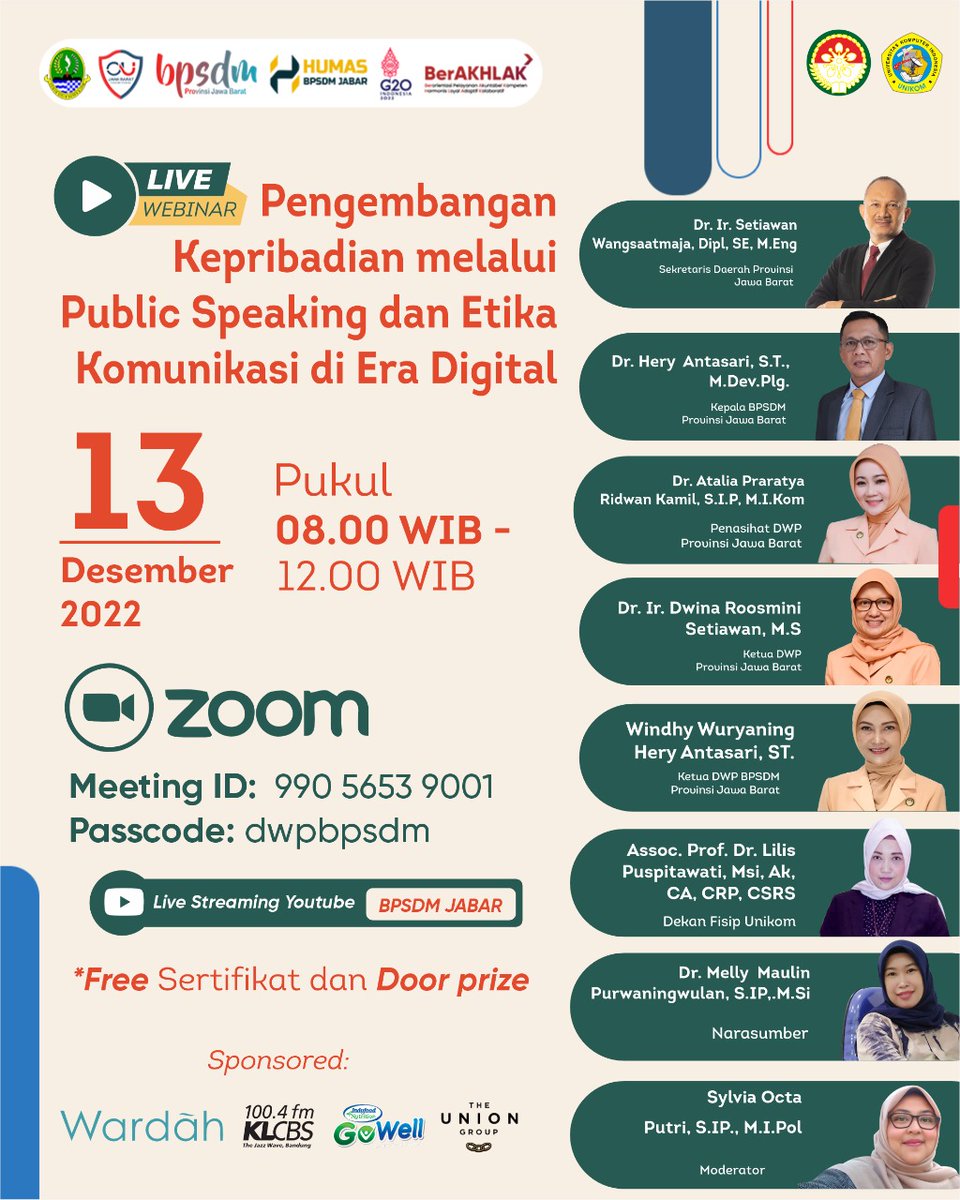 bpsdmjabar's tweet photo. Jangan ragu, bergabunglah!
Webinar “Pengembangan Kepribadian melalui Public Speaking dan Etika Komunikasi di Era Digital.”
@ridwankamil
@ruzhanul
#RidwanKamil
#bpsdmjabar https://t.co/Iyp7eoFWKY