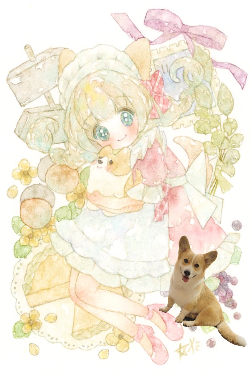 「#作品を載せて自分の作品を知ってもらおう愛犬のコーギーをモデルにコーギーお耳の女」|ほしこめ🐶のイラスト